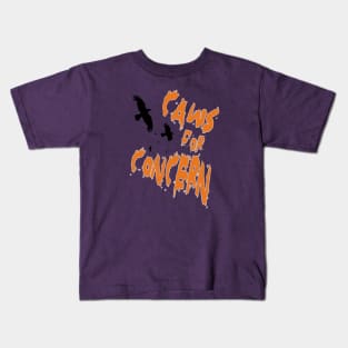 Halloween Ravens Caws For Concern Fun Pun Orange Quote 2 Kids T-Shirt